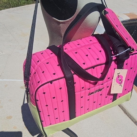 Betsey Johnson Pink and Green Travel Bags with Polka Dots - Picture 3 of 5